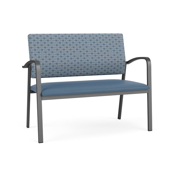 Lesro Newport 2 Seat Tandem Seating Metal Frame No Center Arms, Charcoal, RS Rain Song Back, MD Titan Seat NP1501 - main